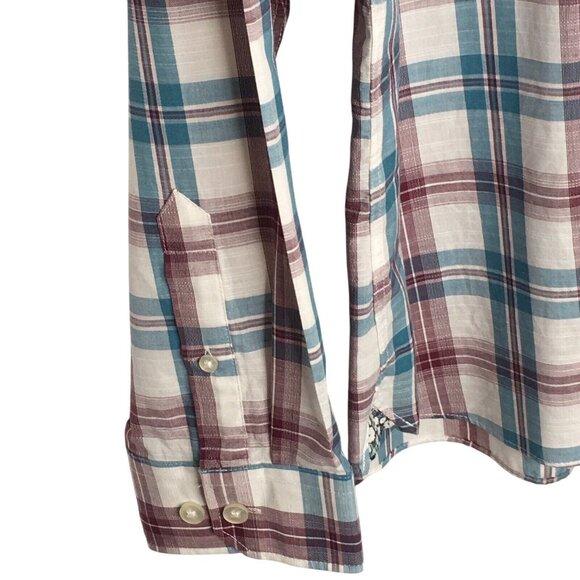 Van Heusen Dress Shirt Men XLT 17-17 1/2 Teal White Plaid Easter Button Down - Picture 4 of 11